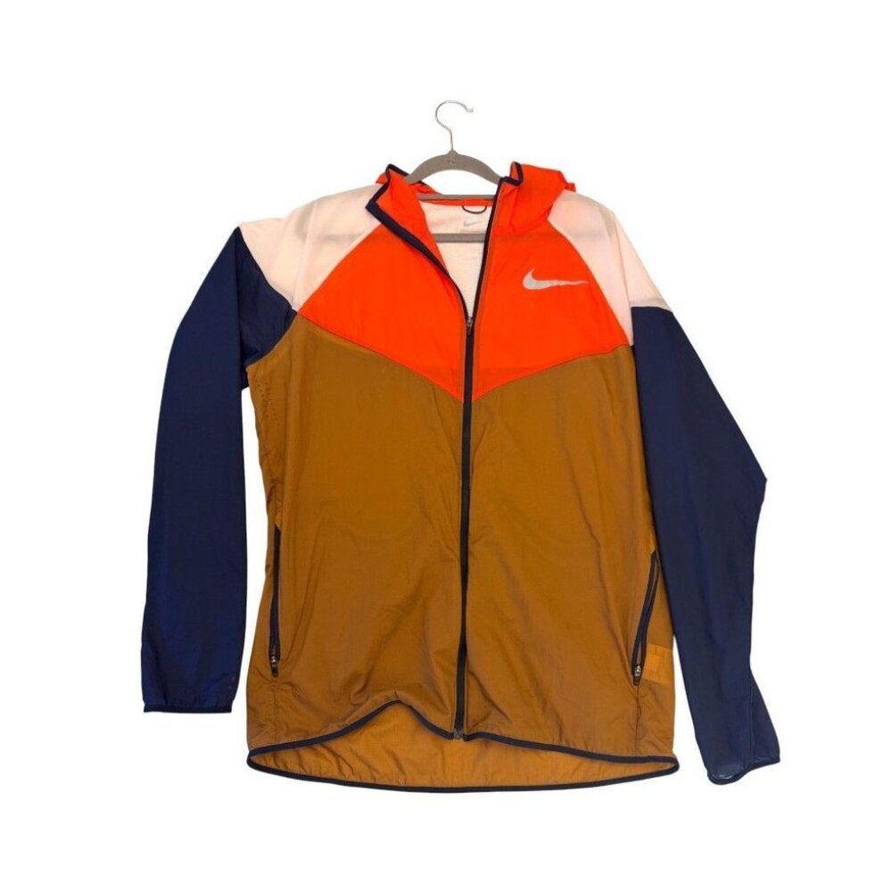 Nike Windrunner Hooded Jacket M Orange/Brown/Navy Lightweight Polyester Activewe - Picture 2 of 7
